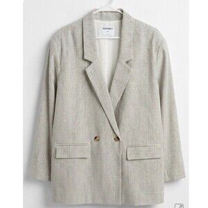 NWT Old Navy Women’s 2XL Linen Blend Blazer Jacket Seersucker Style Lightweight